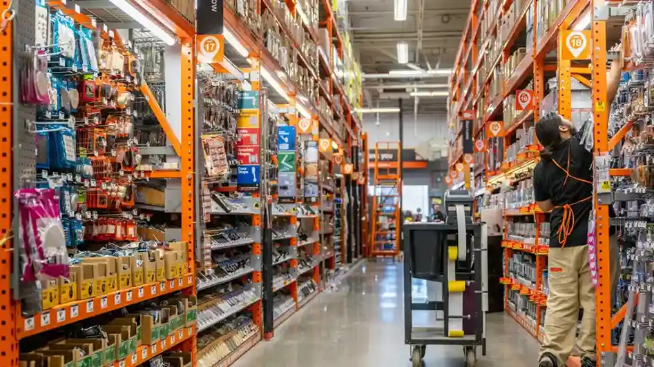 Home Depot Staff Sorting Shelves - Is Home Depot Open on Labor Day?