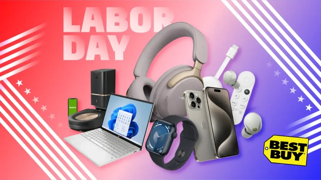 Generative Image Featuring Labor Day Theme And Some Electronic Gadgets - Is Best Buy Open on Labor Day?