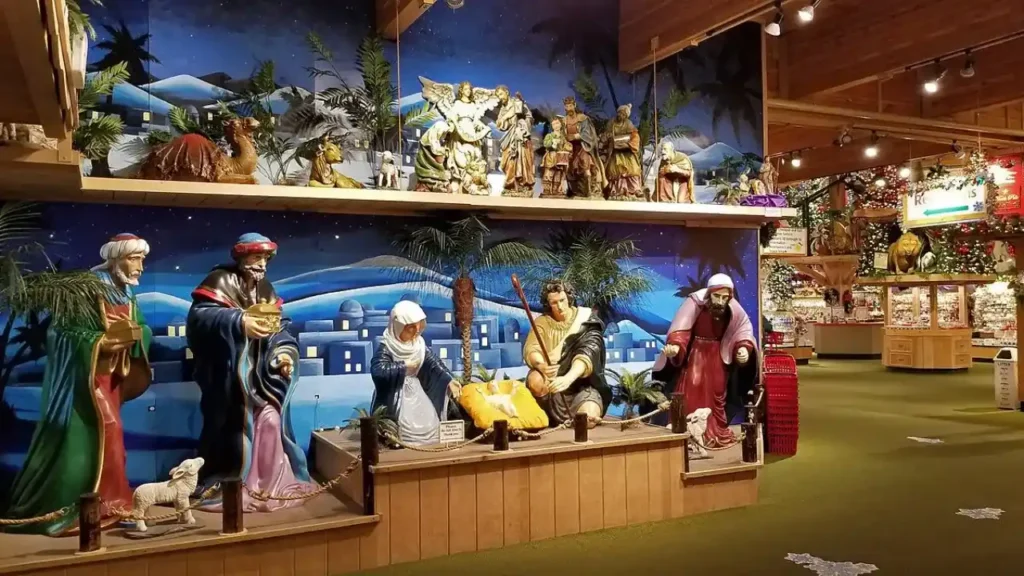 A Detailed Nativity Scene Display At Bronner's Christmas Wonderland - Bronner's CHRISTmas Store Hours