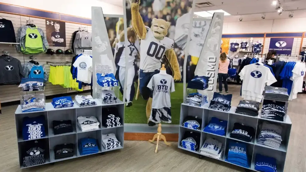 An Interior View of A BYU Store Section Mainly Featuring T-Shirts - BYU Store Hours