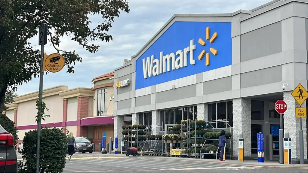 Walmart Store Under A Partially Cloudy Sky - Is Walmart Open on Christmas?