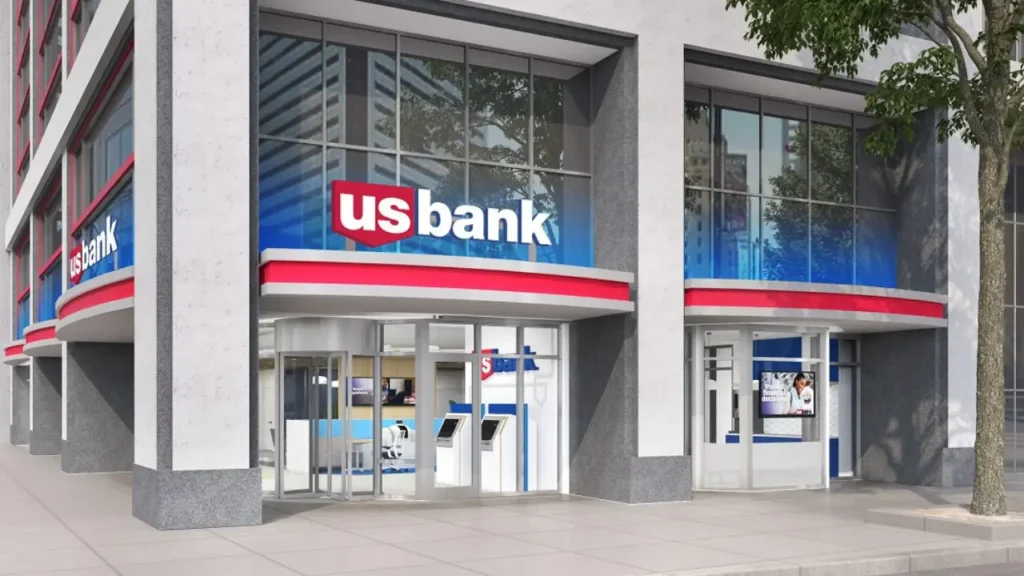 An Exterior View of A US Bank Building with A Prominent US Bank Sign Above the Entrance - US Bank Hours