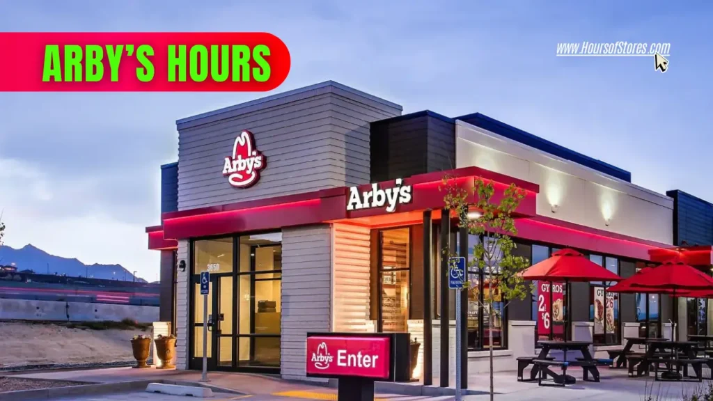 Exterior of An Arby's Modern Setup With Blog Title Text - Arby's Hours