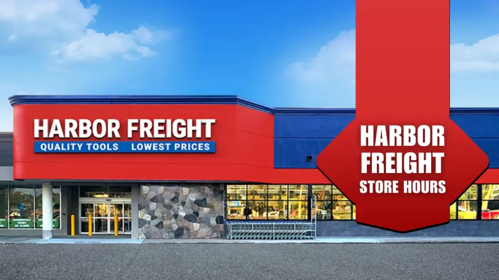 Front Pose Under Partially Cloudy Sky With Blog Title Text - Harbor Freight Store Hours